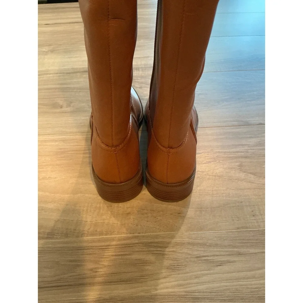 Vince Camuto VC Andalain Golden Walnut Neo Lux Burnish Riding Boots Size 8M NEW‎